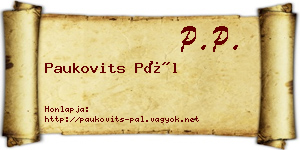 Paukovits Pál névjegykártya